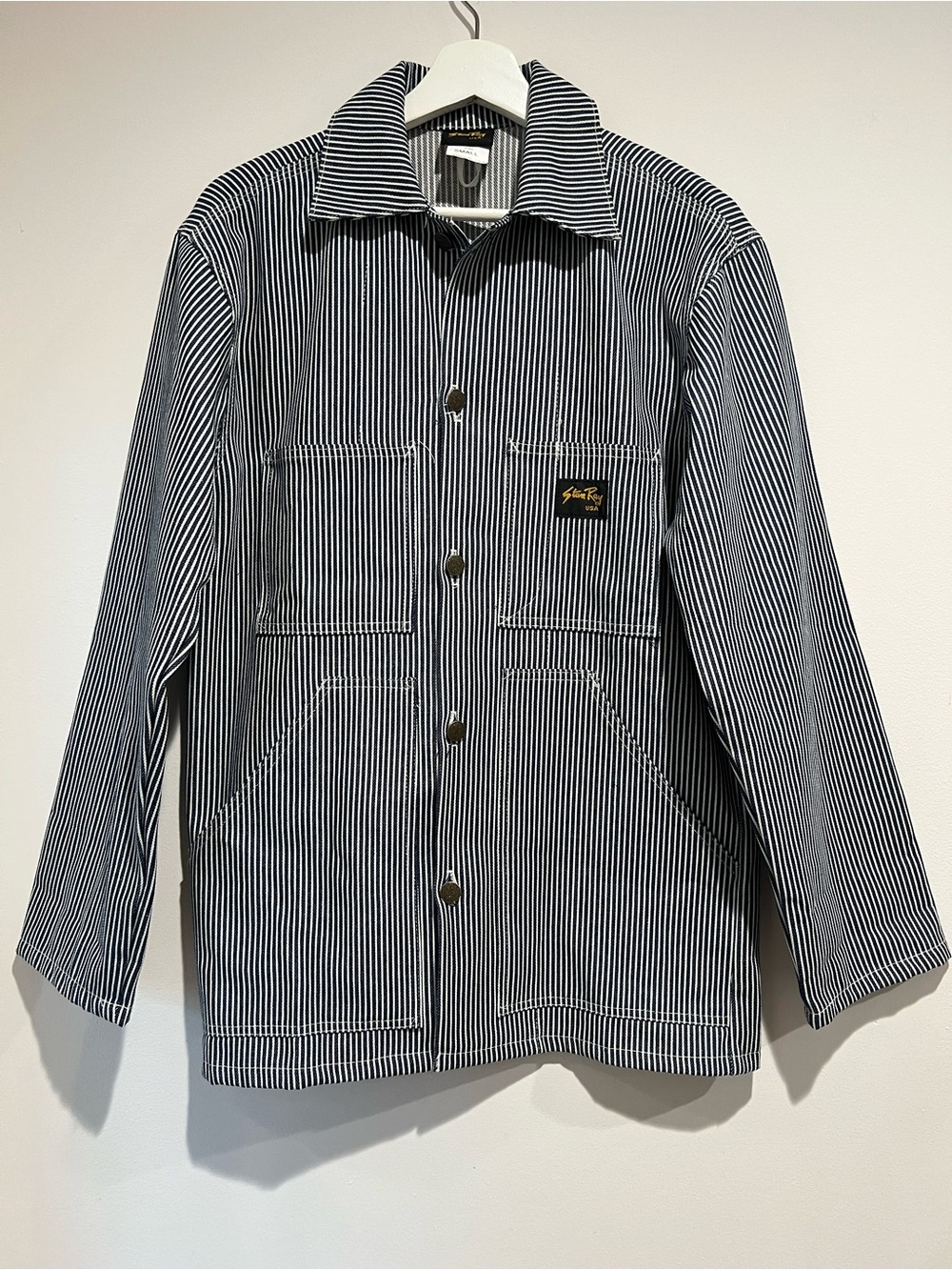 Stan Ray Hickory Stripe Chore Coat Workwear Utility Jacket Small USA Made unisex